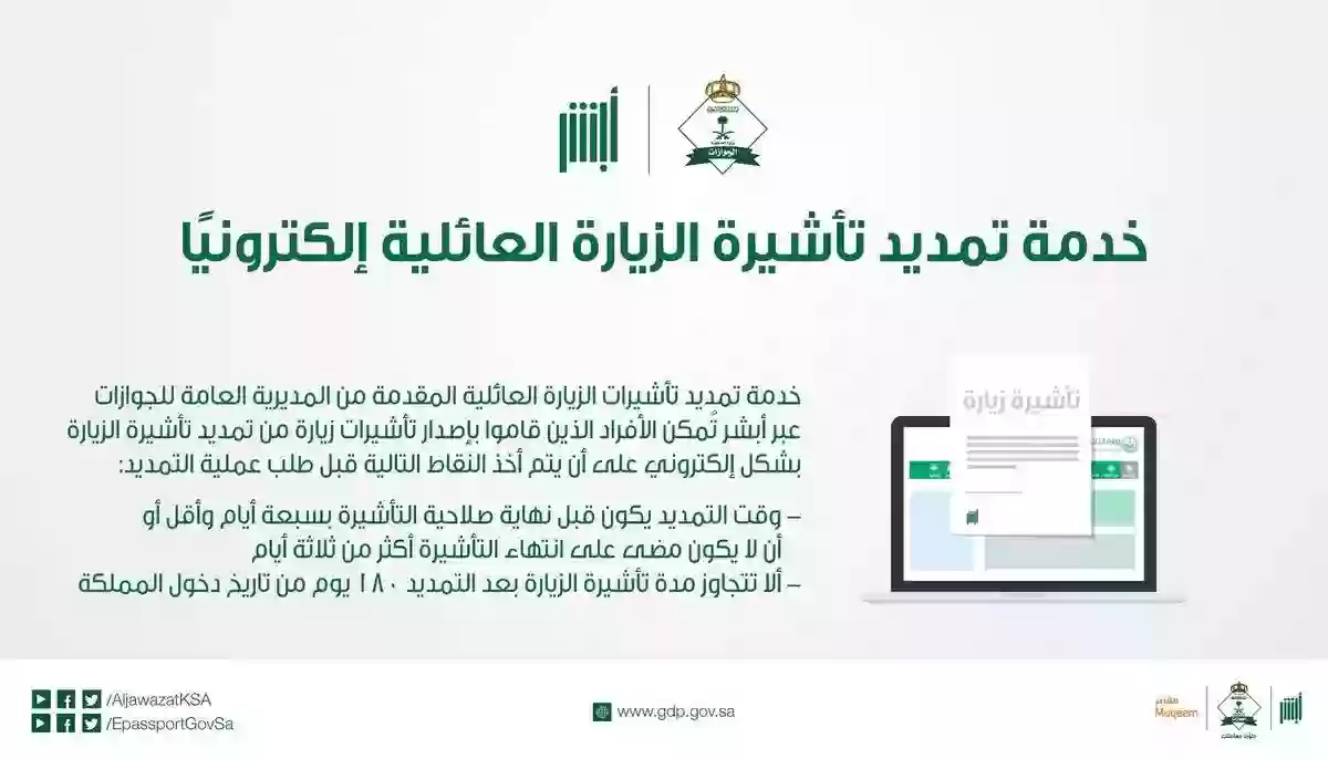 خطوات تمديد تأشيرة الزيارة العائلة بالسعودية